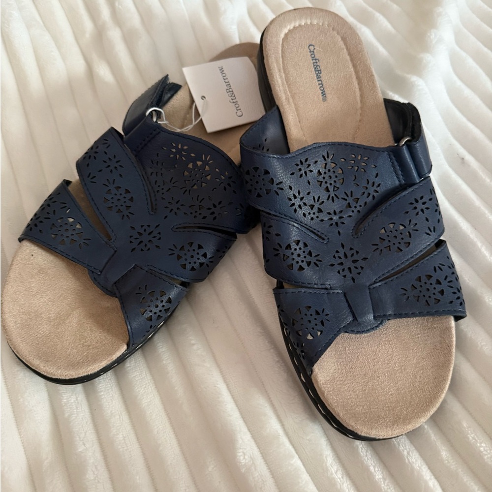 Kohl's Blue Sparkly Sandals Slip-On Comfort